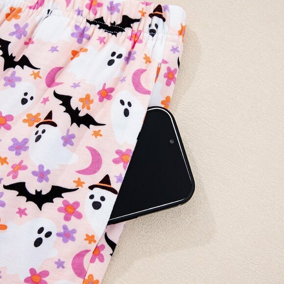 Halloween Ghost Print Button Up Top and‎ Pants Lounge Set - Picture 10 of 11